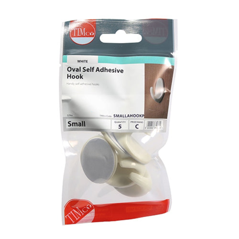 Timco Oval Self-Adhesive Hooks – Small 37.5 x 28.0 – 5 Pieces