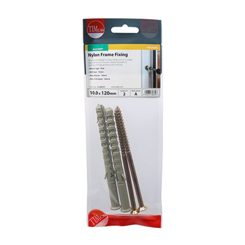 Timco Nylon Frame Fixings – PZ – Yellow 10.0 x 120
