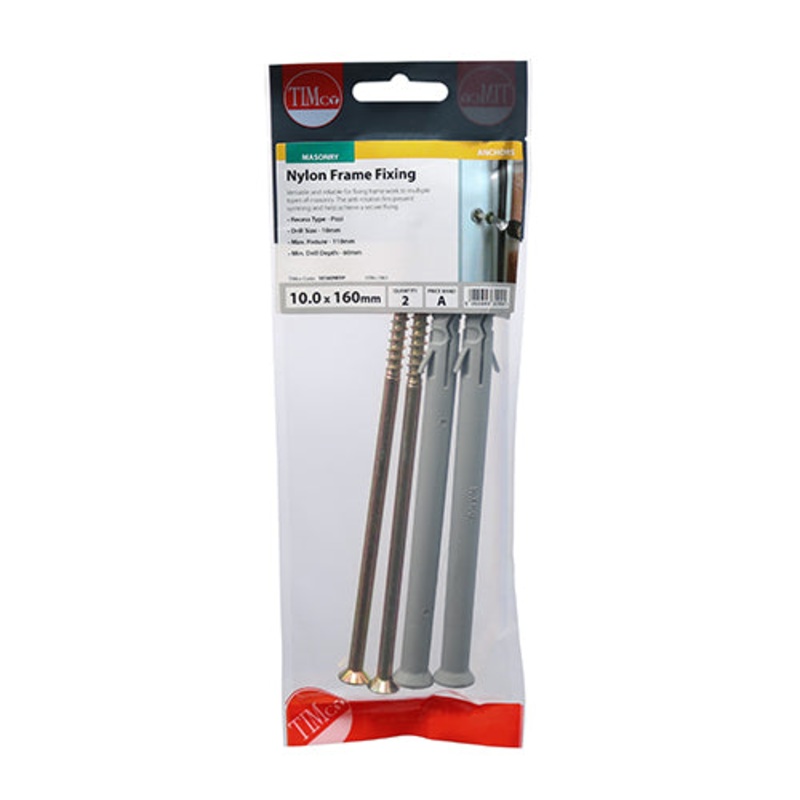 Timco Nylon Frame Fixings – PZ – Yellow 10.0 x 160