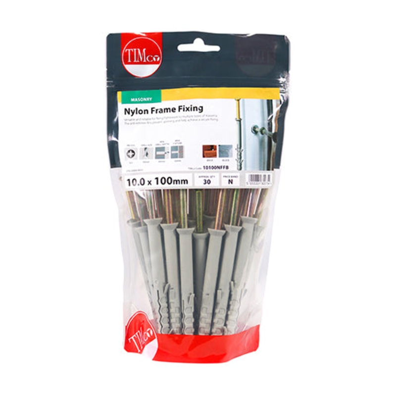 Timco Nylon Frame Fixings – PZ – Zinc 10.0 x 100 – 30 Pieces