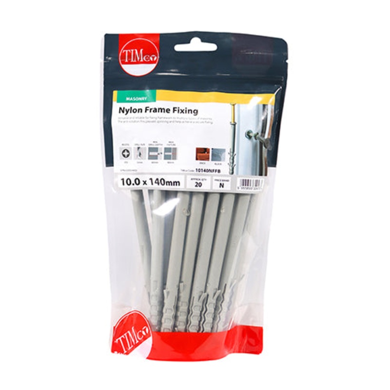 Timco Nylon Frame Fixings – PZ – Zinc 10.0 x 140 – 20 Pieces