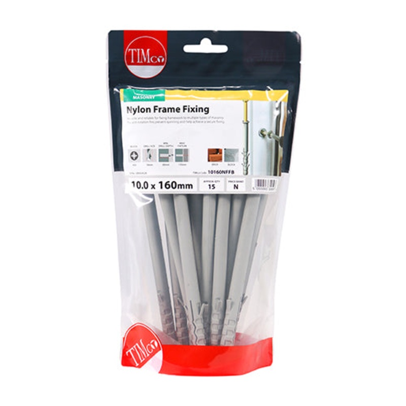 Timco Nylon Frame Fixings – PZ – Zinc 10.0 x 160 – 15 Pieces