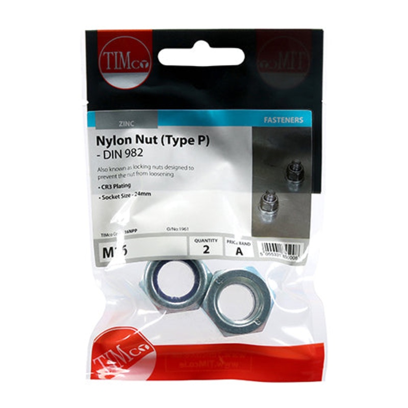 Timco Nylon Nuts – Type P – Zinc M16