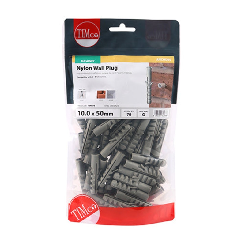 Timco Nylon Plugs 10.0 x 50 – 70 Pieces