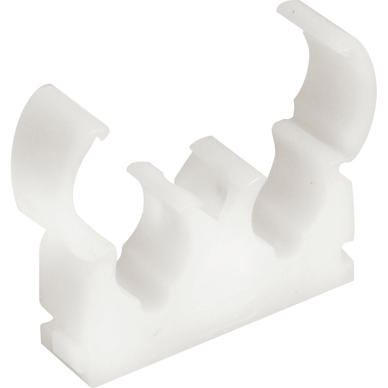 Double Hinged Pipe Clip 15mm – White