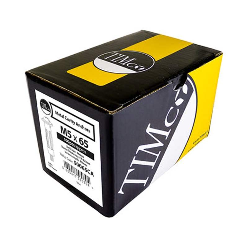 Timco Metal Cavity Anchors – Zinc M6 x 52 (60mm Screw) – 100 Pieces