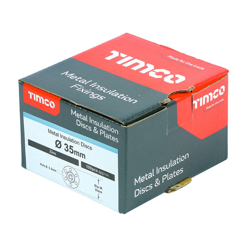 Timco Metal Insulation Discs – Zinc 35mm – 100 Pieces
