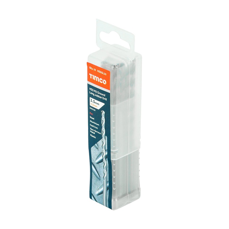 Timco Ground Long Jobber Drills – HSS M2 3.5mm – 10 Pieces
