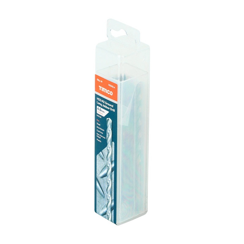 Timco Ground Long Jobber Drills – HSS M2 4.0mm – 10 Pieces