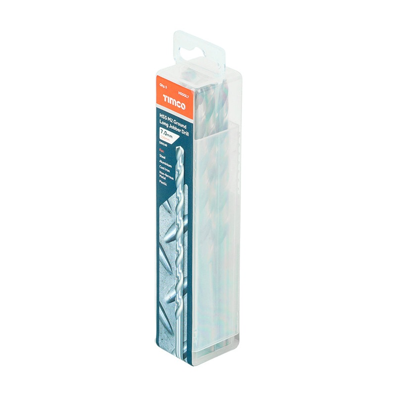 Timco Ground Long Jobber Drills – HSS M2 7.0mm – 5 Pieces