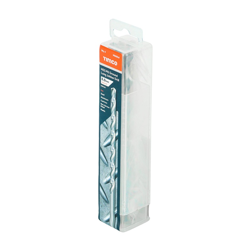 Timco Ground Long Jobber Drills – HSS M2 8.0mm – 5 Pieces