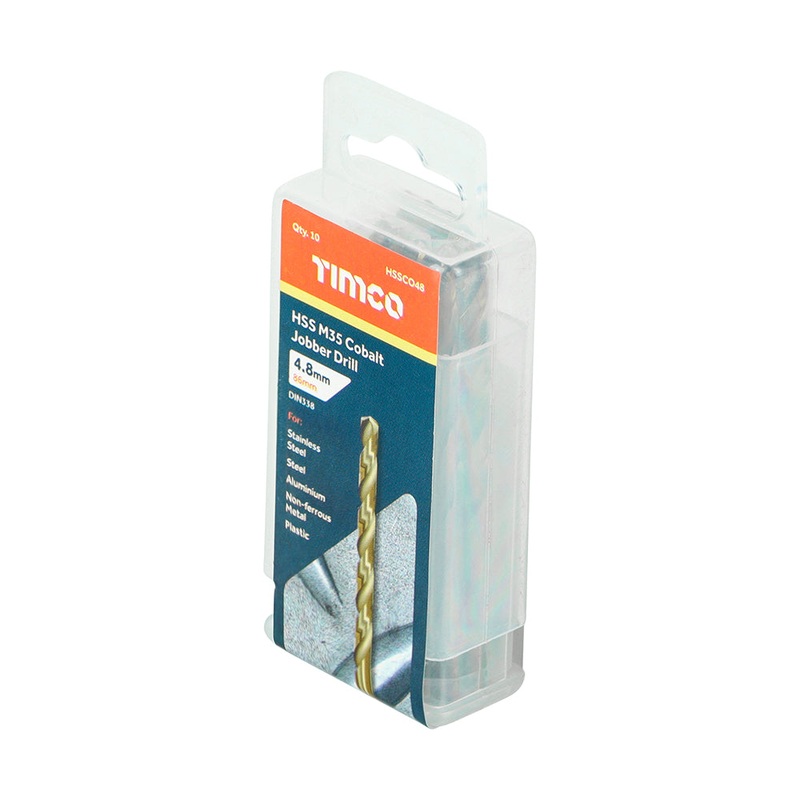 Timco Ground Jobber Drills – Cobalt M35 4.8mm – 10 Pieces