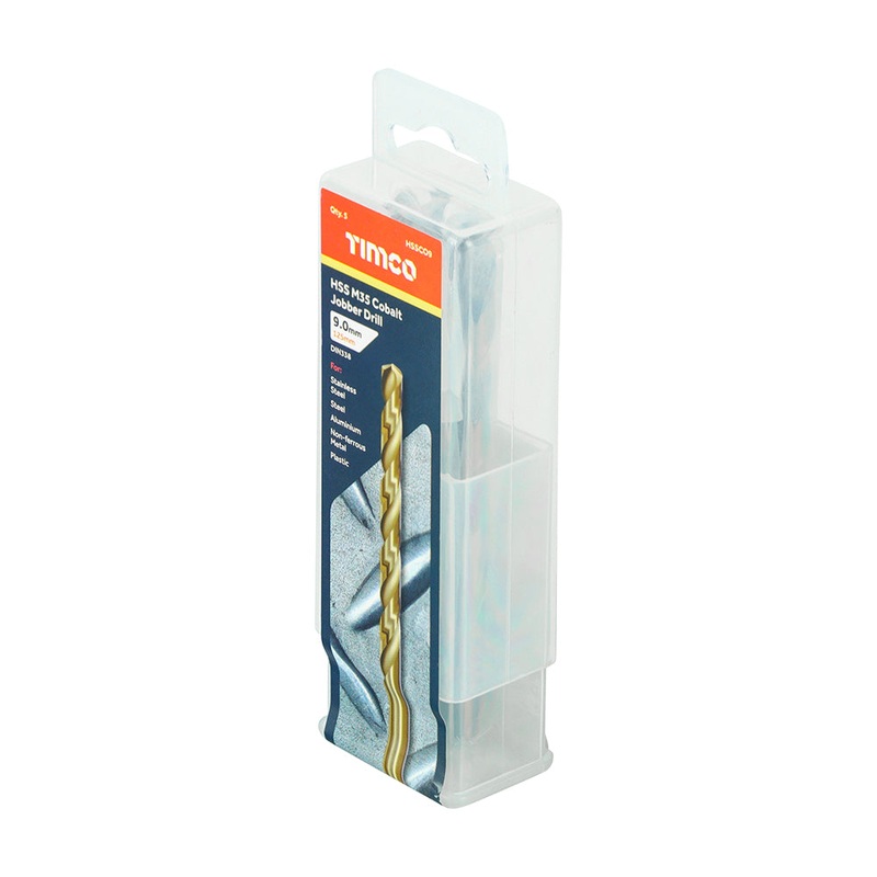 Timco Ground Jobber Drills – Cobalt M35 9.0mm – 5 Pieces