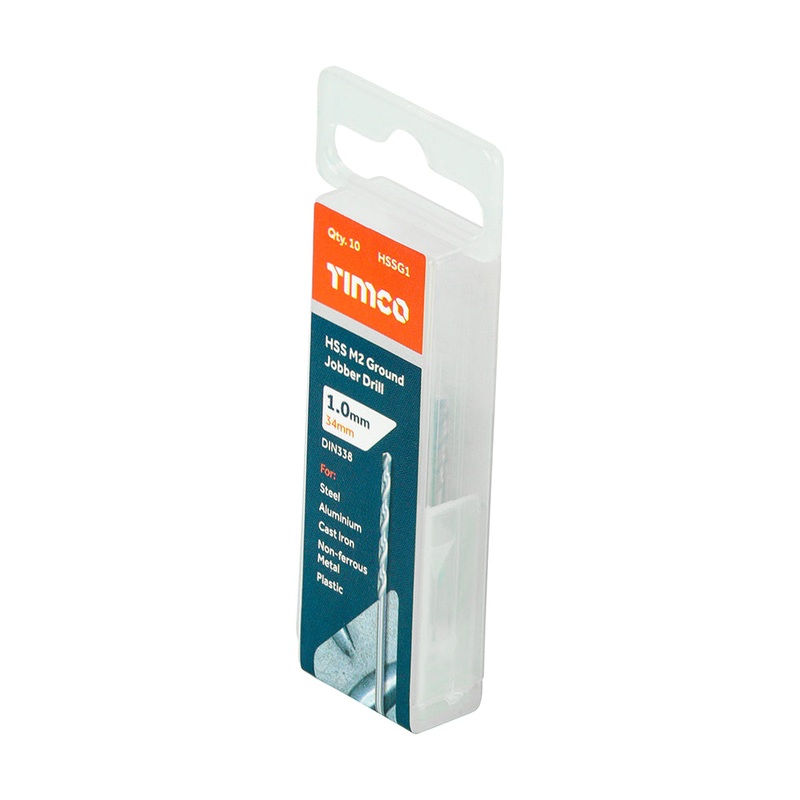 Timco Ground Jobber Drills – HSS M2 1.0mm – 10 Pieces