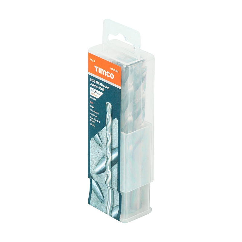 Timco Ground Jobber Drills – HSS M2 10.5mm – 5 Pieces