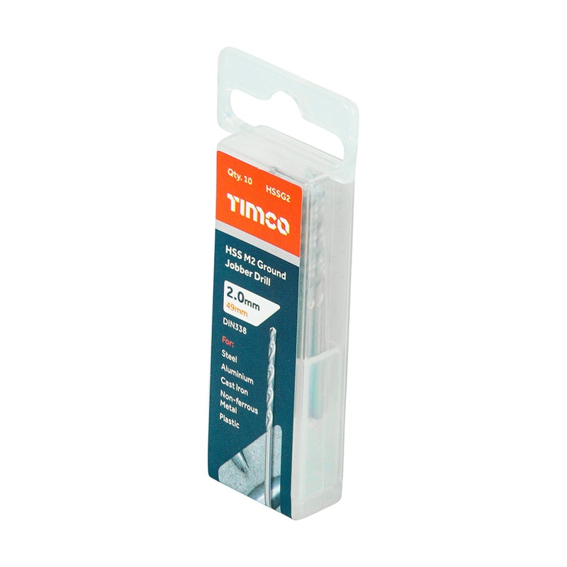 Timco Ground Jobber Drills – HSS M2 2.0mm – 10 Pieces