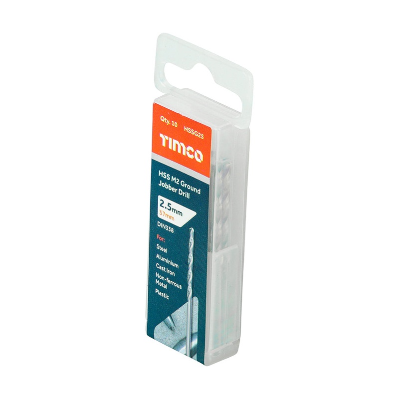Timco Ground Jobber Drills – HSS M2 2.5mm – 10 Pieces