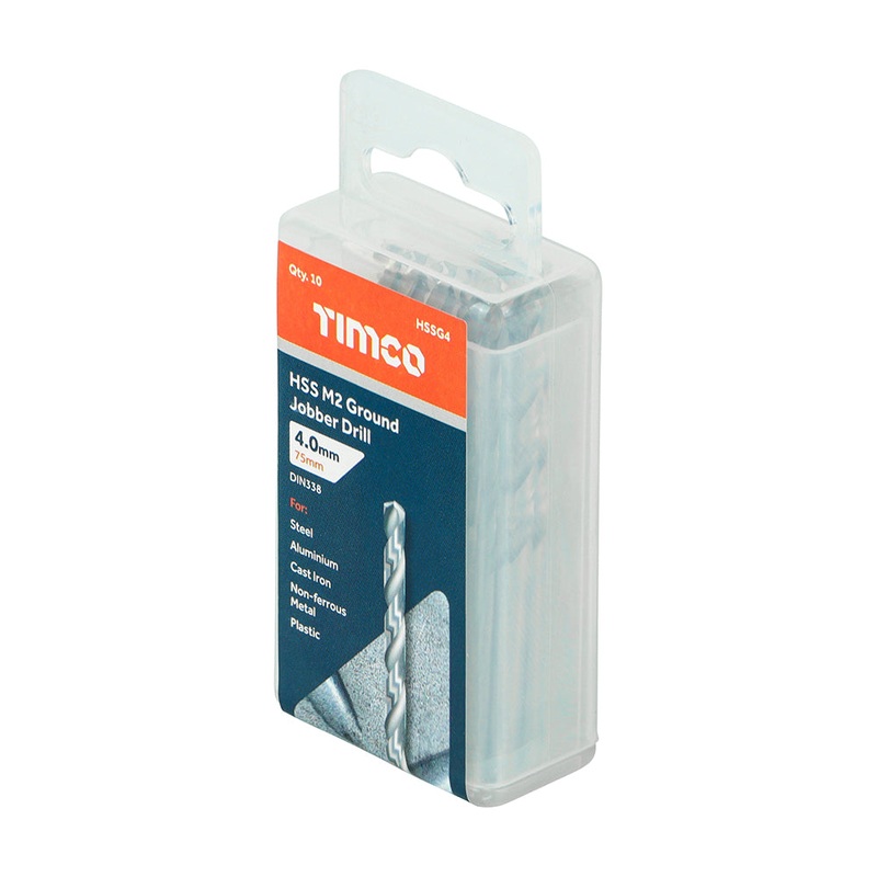 Timco Ground Jobber Drills – HSS M2 4.0mm – 10 Pieces
