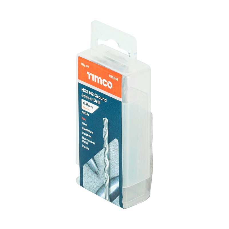 Timco Ground Jobber Drills – HSS M2 4.8mm – 10 Pieces