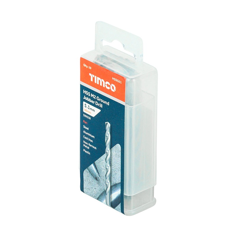 Timco Ground Jobber Drills – HSS M2 5.1mm – 10 Pieces