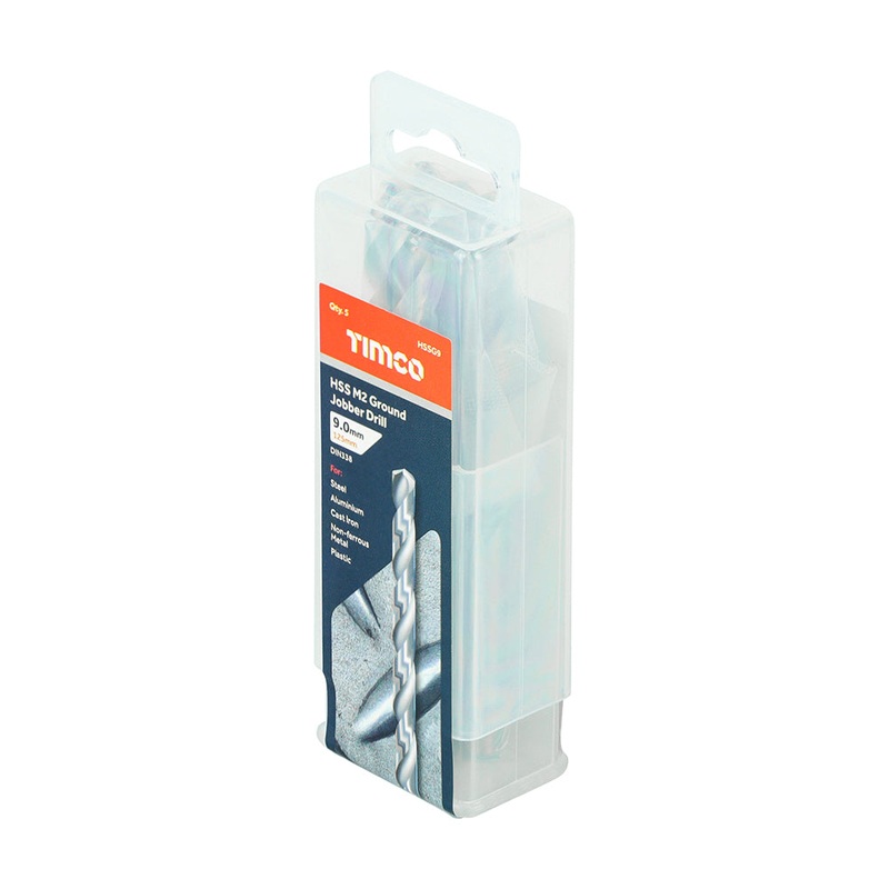 Timco Ground Jobber Drills – HSS M2 9.0mm – 5 Pieces