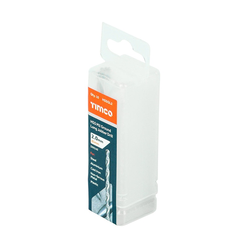 Timco Ground Long Jobber Drills – HSS M2 2.0mm – 10 Pieces