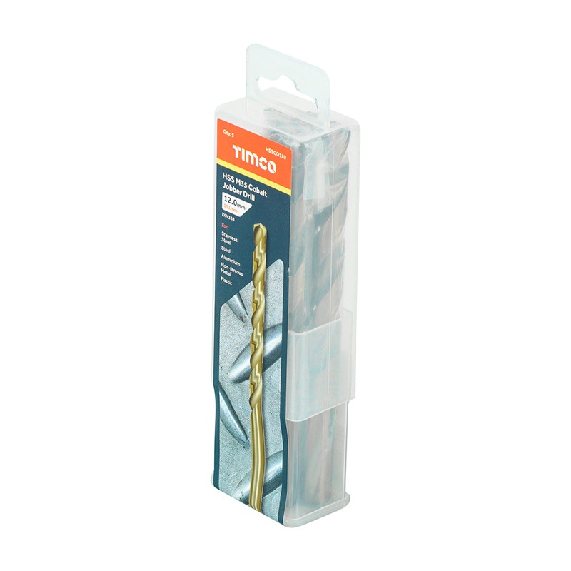 Timco Ground Jobber Drills – Cobalt M35 12.0mm – 5 Pieces