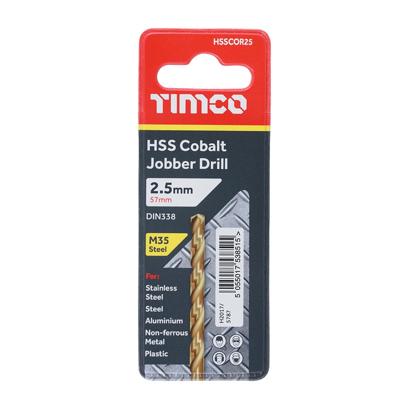 Timco Ground Jobber Drills – Cobalt M35 2.5mm