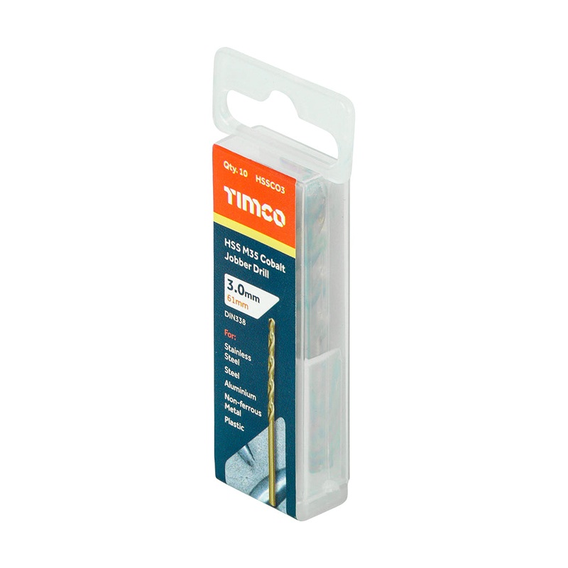 Timco Ground Jobber Drills – Cobalt M35 3.0mm – 10 Pieces
