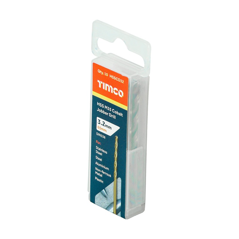 Timco Ground Jobber Drills – Cobalt M35 3.2mm – 10 Pieces