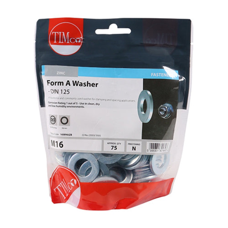 Timco Form A Washers – Zinc M16 – 75 Pieces