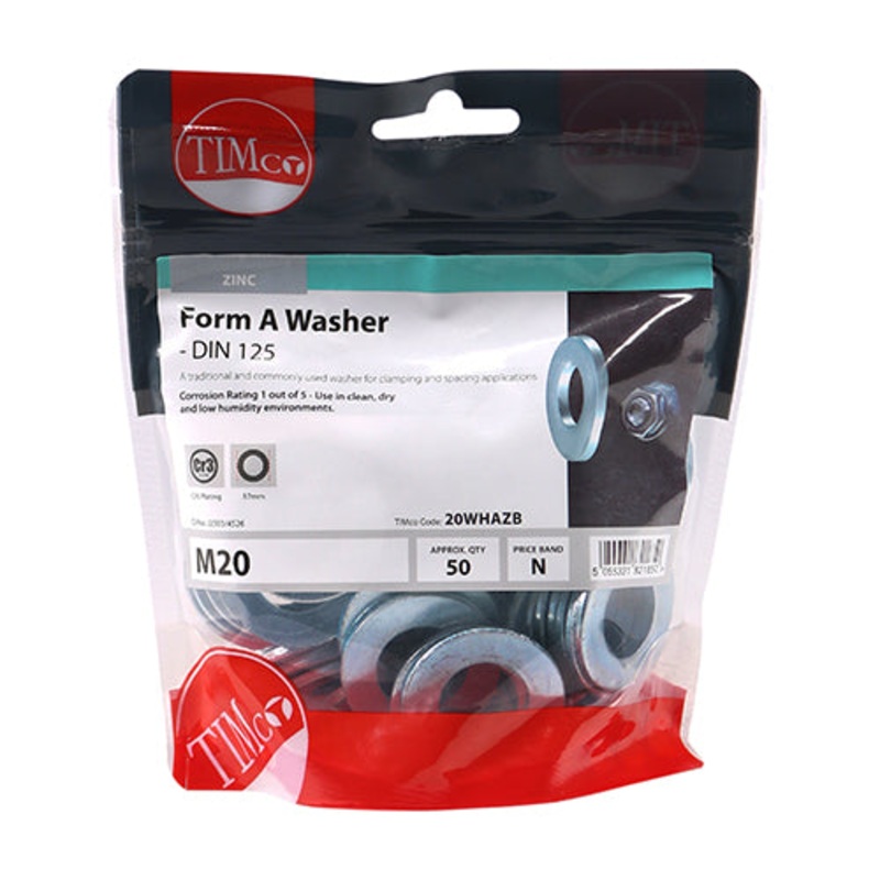 Timco Form A Washers – Zinc M20 – 50 Pieces