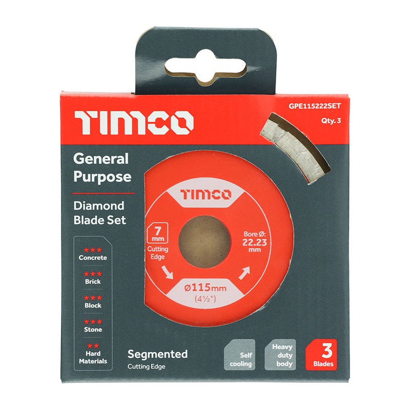 Timco General Purpose Diamond Blade – Segmented 115 x 22.2 – 3 Pieces