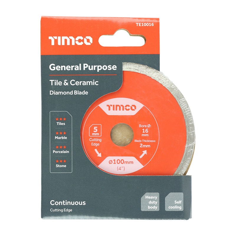 Timco General Purpose Tile & Ceramic Diamond Blade – Continuous 100 x 16.0