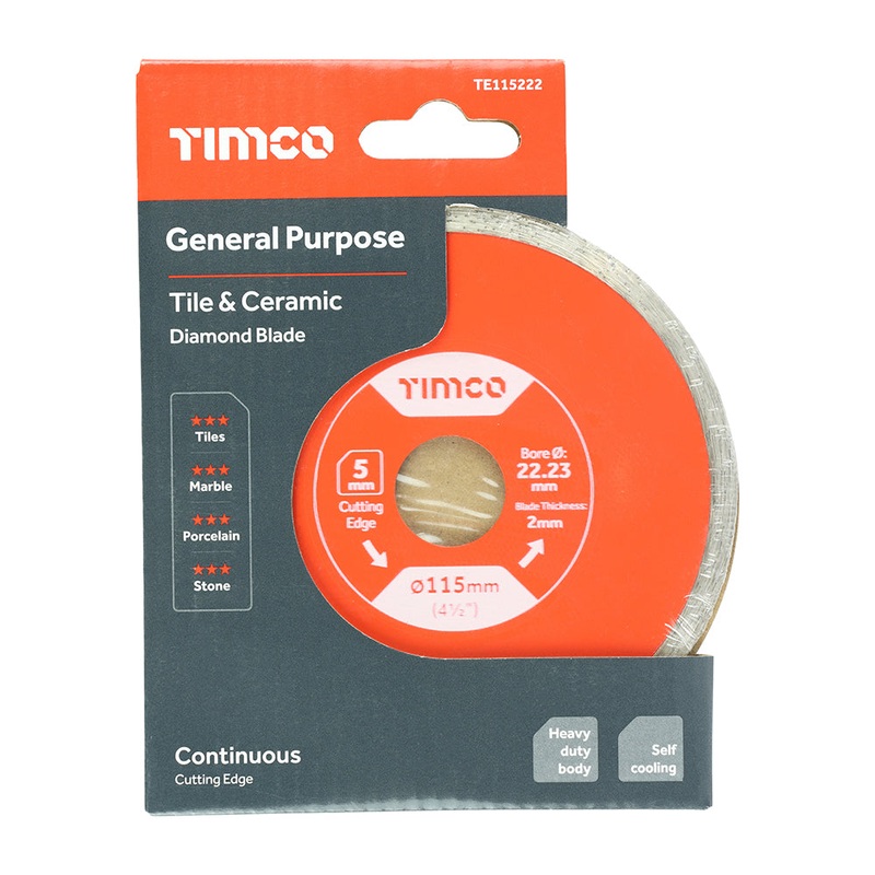 Timco General Purpose Tile & Ceramic Diamond Blade – Continuous 115 x 22.2
