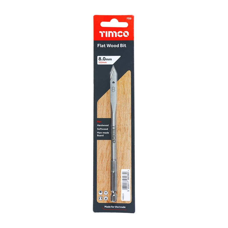 Timco Flat Wood Bit 8.0 x 152