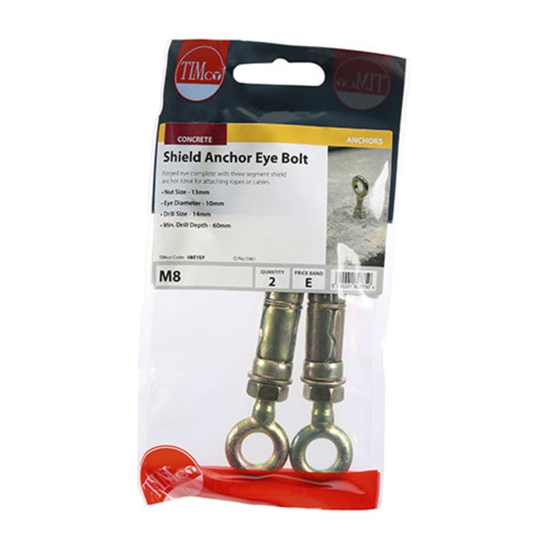 Timco Forged Eyes with Shield Anchors – Yellow M8