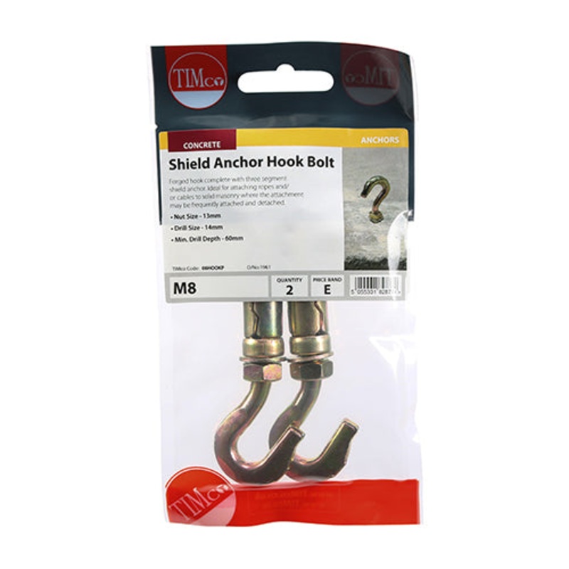 Timco Forged Hooks with Shield Anchors – Yellow M8