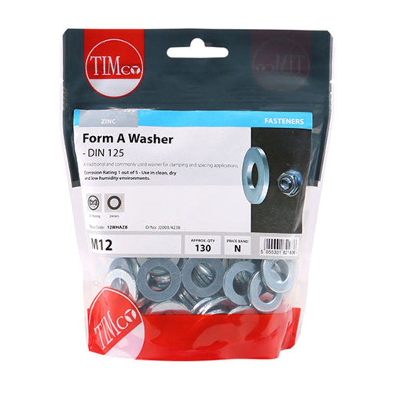 Timco Form A Washers – Zinc M12 – 130 Pieces