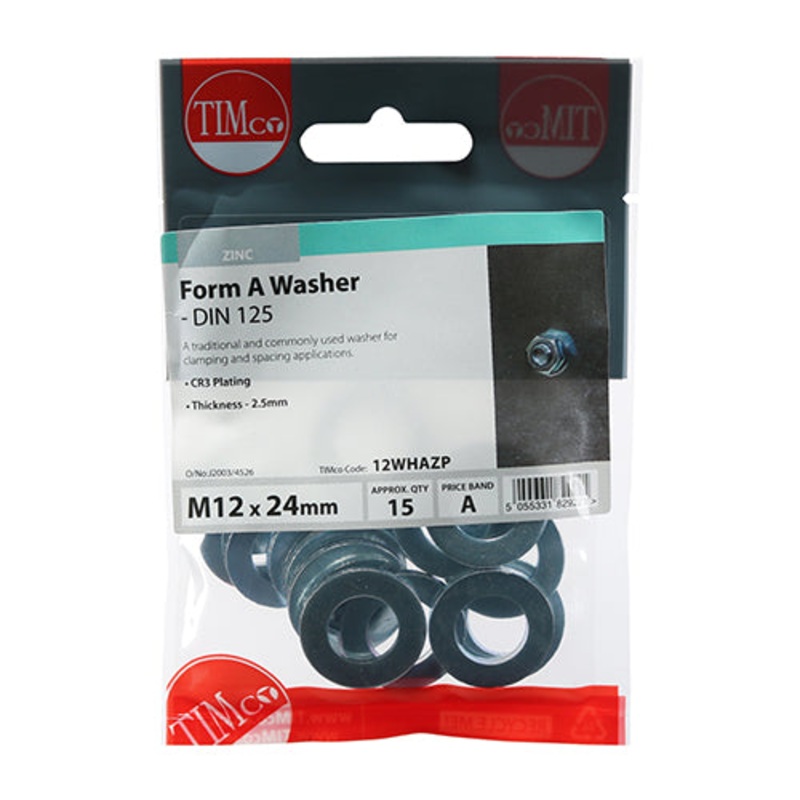 Timco Form A Washers – Zinc M12 – 15 Pieces