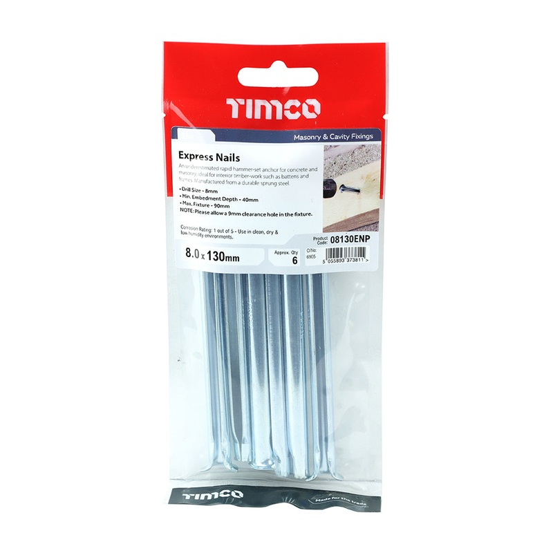 Timco Express Nails – Zinc 8.0 x 130 – 6 Pieces