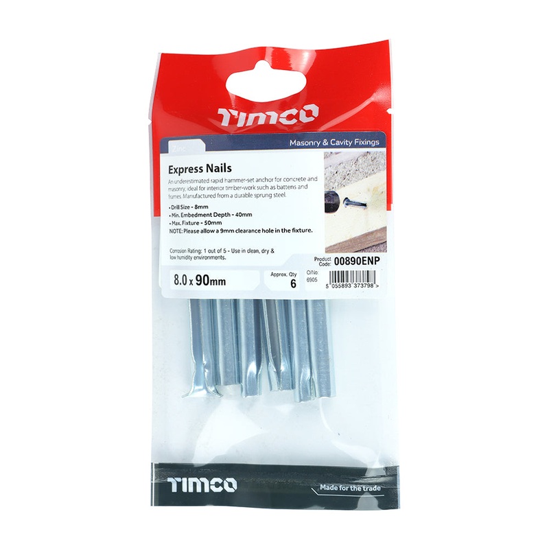 Timco Express Nails – Zinc 8.0 x 90 – 6 Pieces