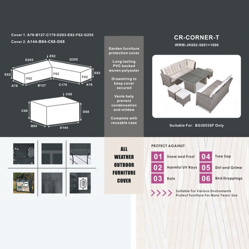 Protective Cover – Corner Set with Rectangular Table