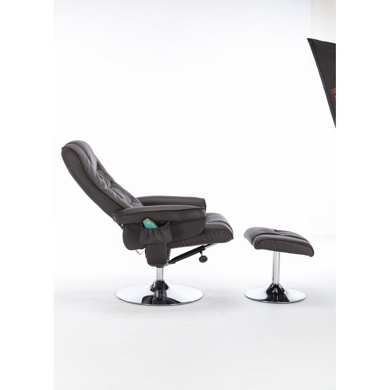 PU Upholstered Massage Recliner with 5 Points Massager, Brown