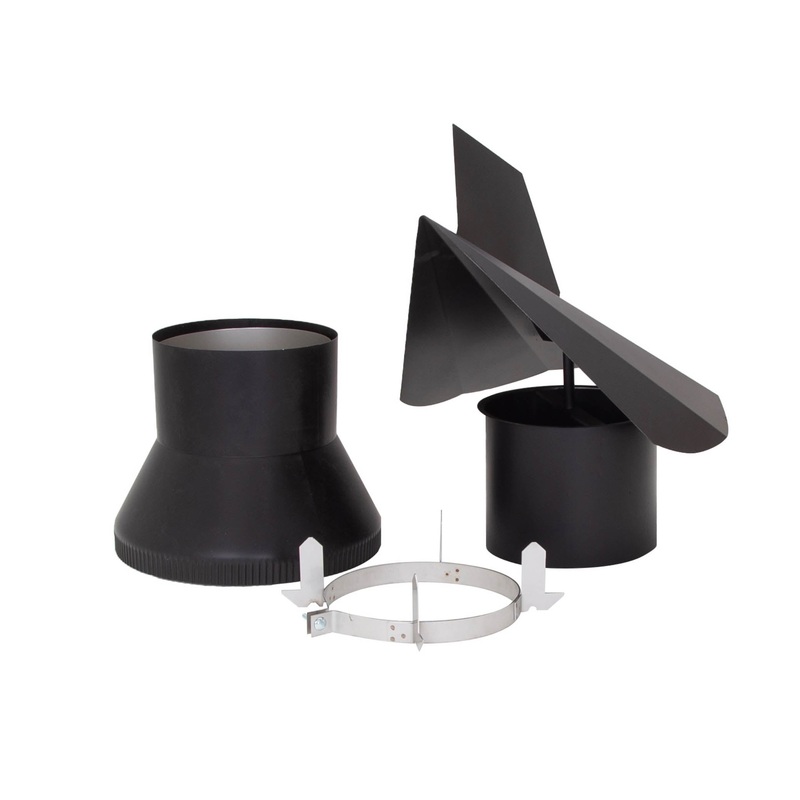 Kent Cowl Only Suits Tekapo 250mm Blk 200S/S Flue Kit 1.2m