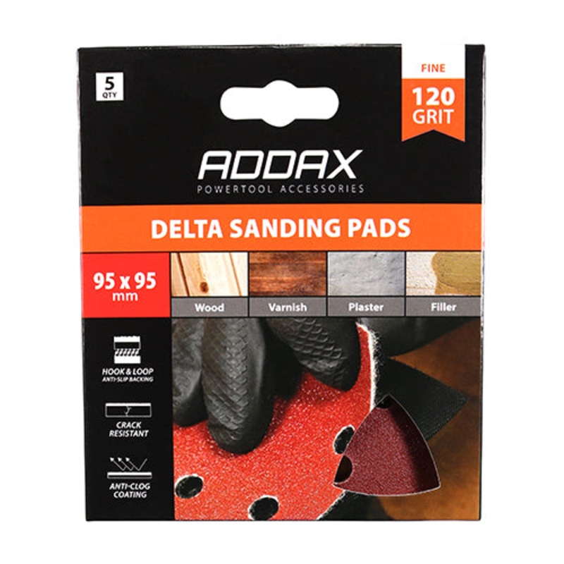 Timco Delta Sanding Pads – 120 Grit – Red 95 x 95mm – 5 Pieces