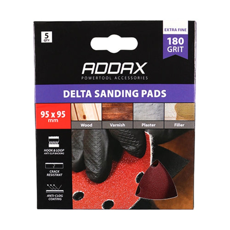 Timco Delta Sanding Pads – 180 Grit – Red 95 x 95mm – 5 Pieces