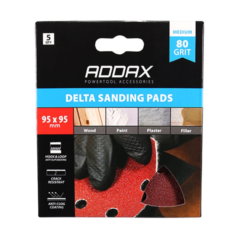 Timco Delta Sanding Pads – 80 Grit – Red 95 x 95mm – 5 Pieces