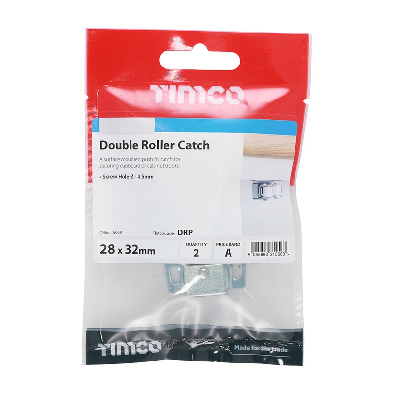 Timco Double Roller Catches – Zinc 28 x 32 x 1