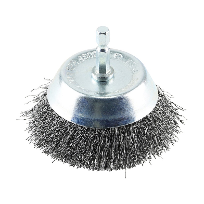 Timco Drill Cup Brush – Crimped Steel Wire 75mm